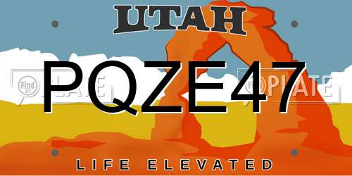 PQZE47 Utah License Plate