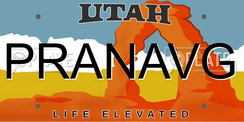 PRANAVG Utah License Plate