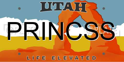 PRINCSS Utah License Plate