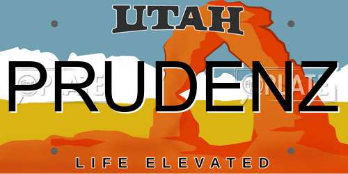 PRUDENZ Utah License Plate