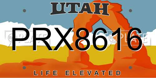 PRX8616 Utah License Plate