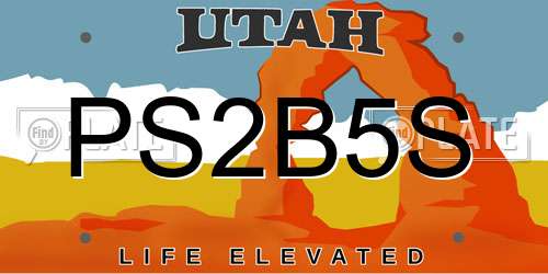 PS2B5S Utah License Plate