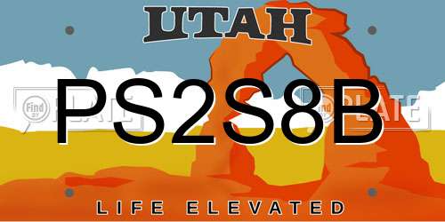 PS2S8B Utah License Plate