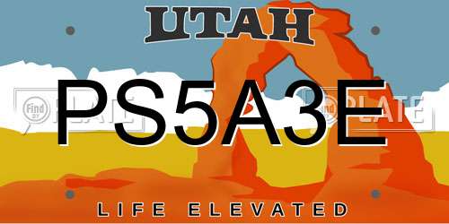 PS5A3E Utah License Plate
