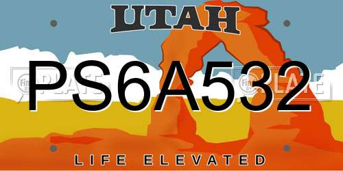 PS6A532 Utah License Plate