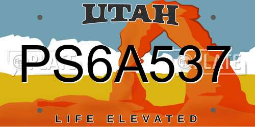 PS6A537 Utah License Plate