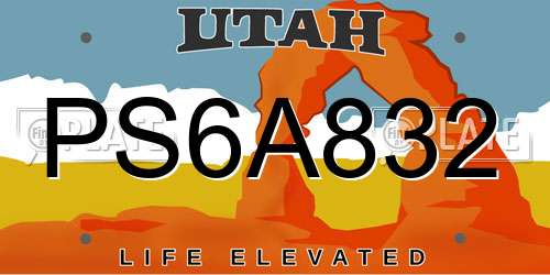 PS6A832 Utah License Plate