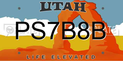 PS7B8B Utah License Plate
