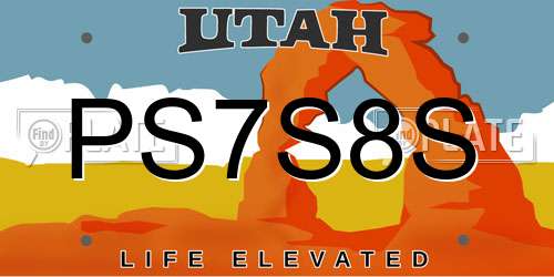 PS7S8S Utah License Plate