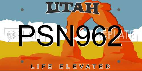 PSN962 Utah License Plate
