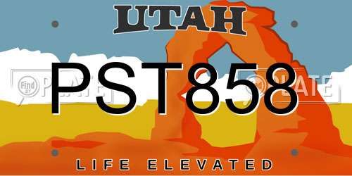 PST858 Utah License Plate