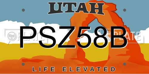 PSZ58B Utah License Plate