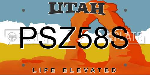 PSZ58S Utah License Plate