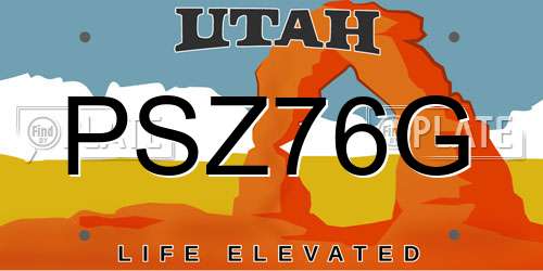 PSZ76G Utah License Plate