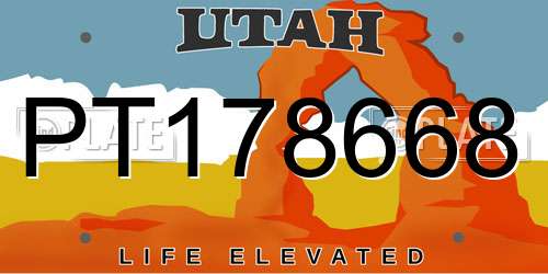 PT178668 Utah License Plate