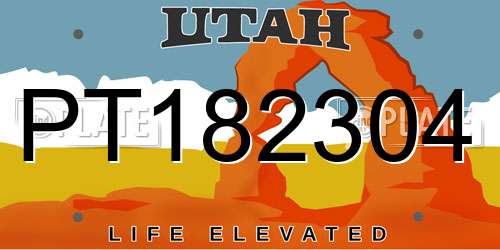 PT182304 Utah License Plate