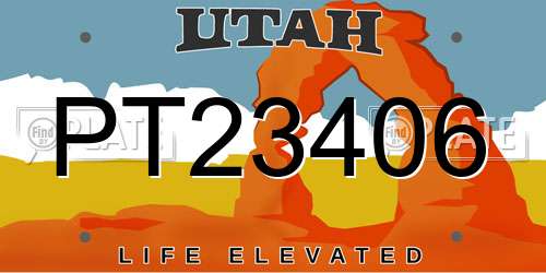 PT23406 Utah License Plate