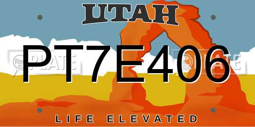 PT7E406 Utah License Plate
