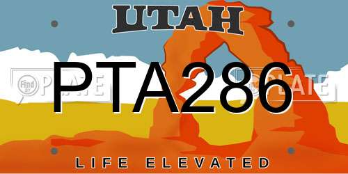 PTA286 Utah License Plate