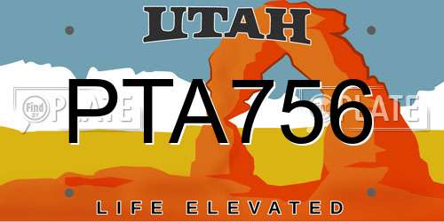 PTA756 Utah License Plate