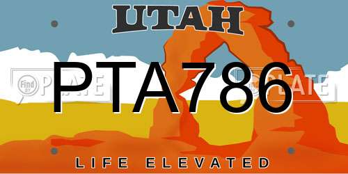 PTA786 Utah License Plate