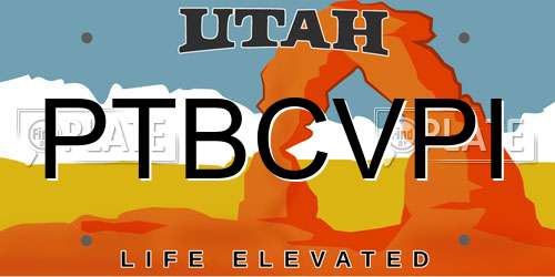 PTBCVPI Utah License Plate