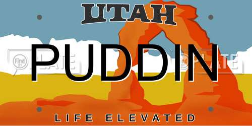 PUDDIN Utah License Plate