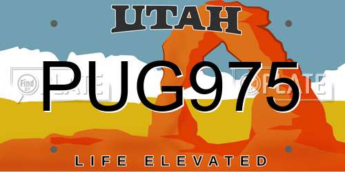 PUG975 Utah License Plate