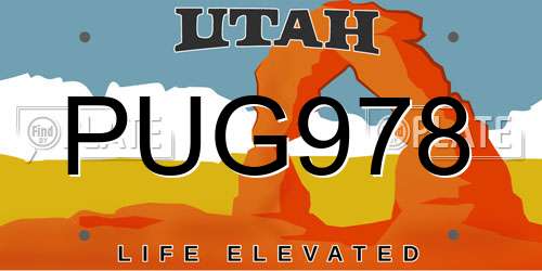 PUG978 Utah License Plate
