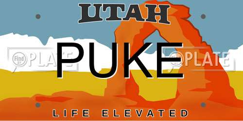 PUKE Utah License Plate