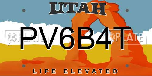PV6B4T Utah License Plate