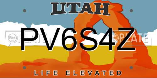 PV6S4Z Utah License Plate