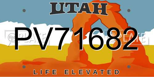 PV71682 Utah License Plate