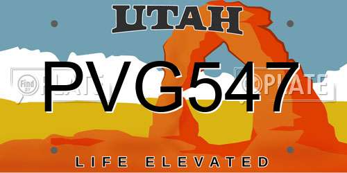 PVG547 Utah License Plate