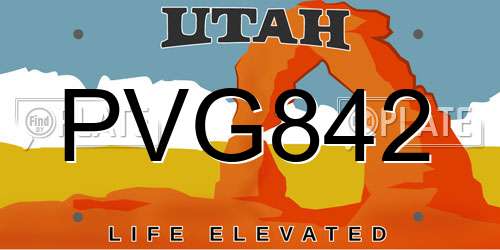 PVG842 Utah License Plate