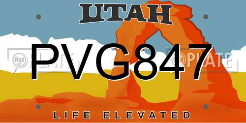 PVG847 Utah License Plate