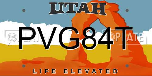 PVG84T Utah License Plate