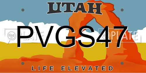 PVGS47 Utah License Plate