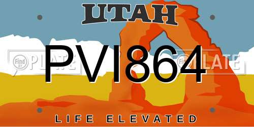 PVI864 Utah License Plate