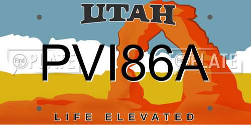 PVI86A Utah License Plate