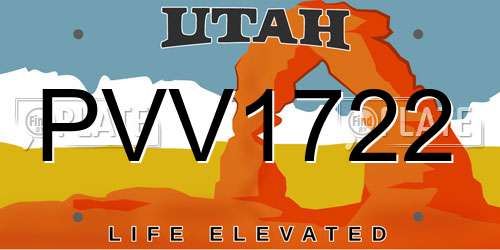 PVV1722 Utah License Plate