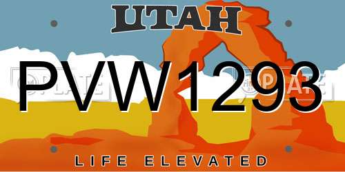 PVW1293 Utah License Plate
