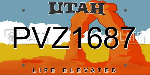 PVZ1687 Utah License Plate