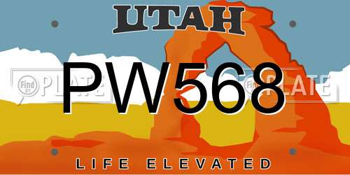 PW568 Utah License Plate