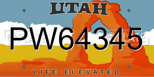 PW64345 Utah License Plate