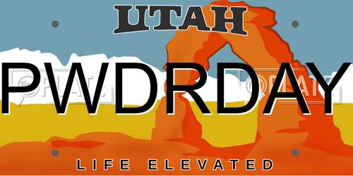 PWDRDAY Utah License Plate
