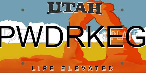 PWDRKEG Utah License Plate