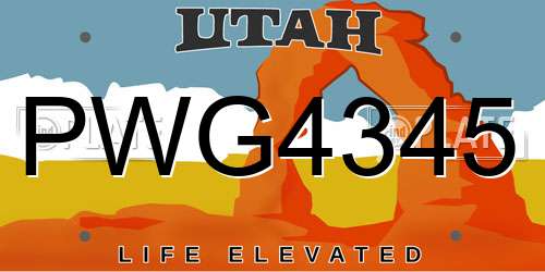 PWG4345 Utah License Plate