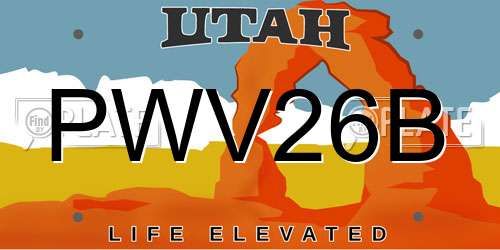 PWV26B Utah License Plate