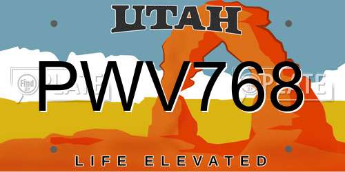 PWV768 Utah License Plate
